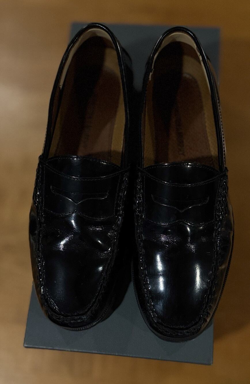 Johnston & Murphy Pannell PNY Black Leather Penny Loafers Slip-On 8 M 20-6281